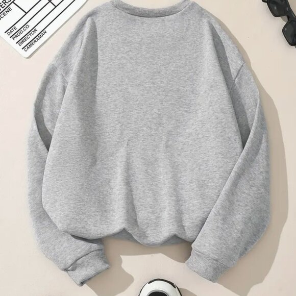 Throat Punch Letter Print Sweatshirt, Casual Crew Neck Long Sleeve Sweatshirt - Picture 2 of 6